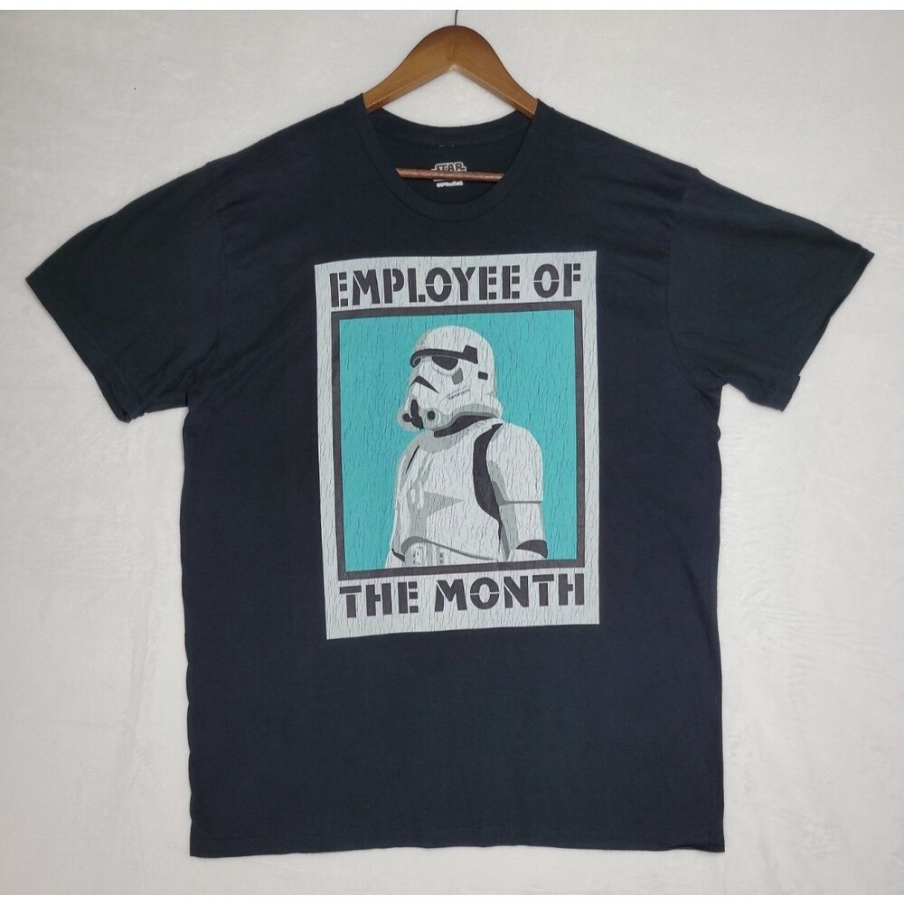 Star Wars Stormtrooper Employee of The Month Shirt Mens Black Tee XL Distressed